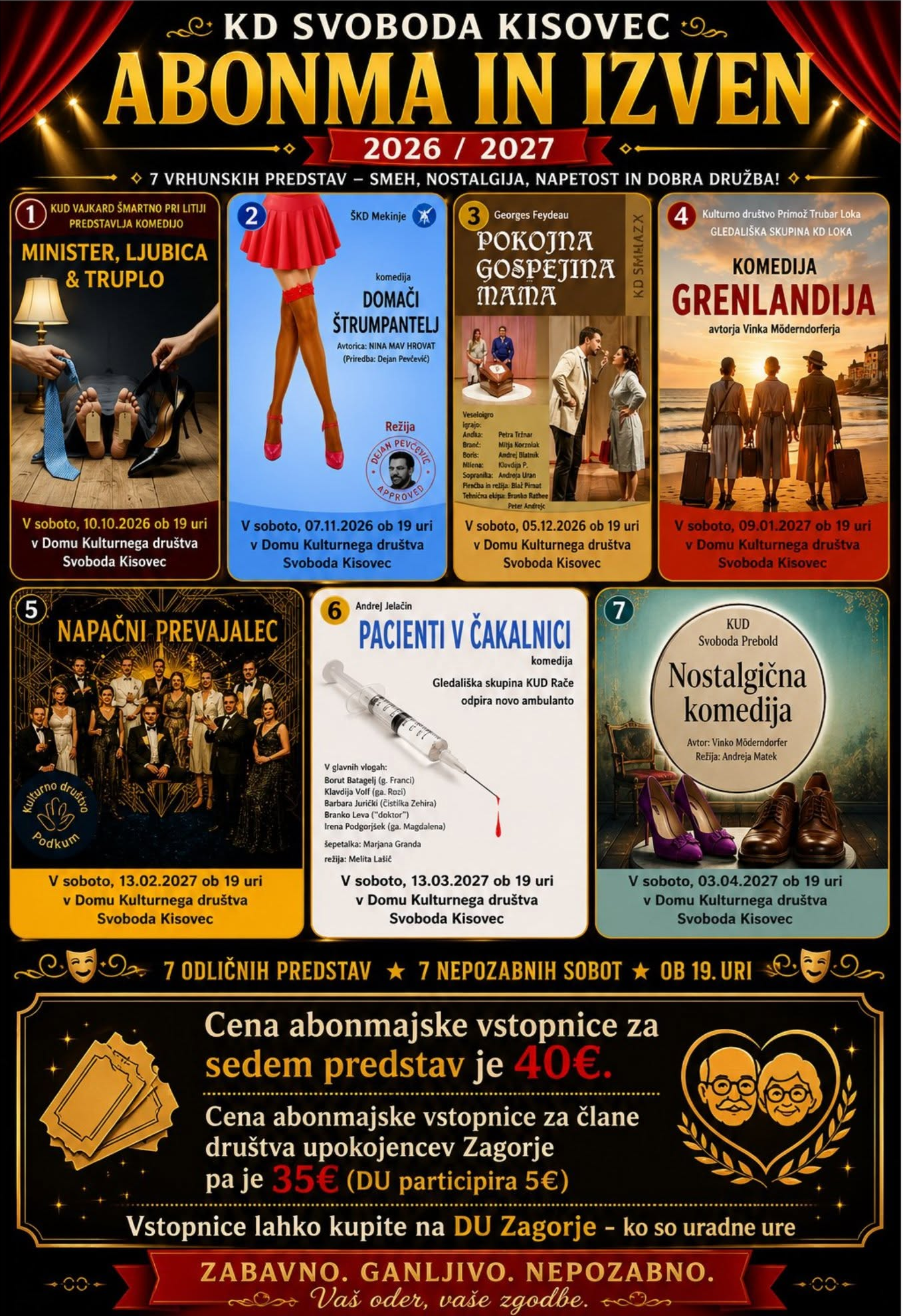 KD Svoboda Kisovec, Abonma in izven 2026/2027